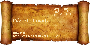 Pákh Tivadar névjegykártya
