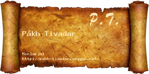 Pákh Tivadar névjegykártya